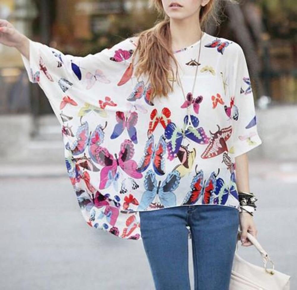 Loose Fit Butterfly Chiffon Top