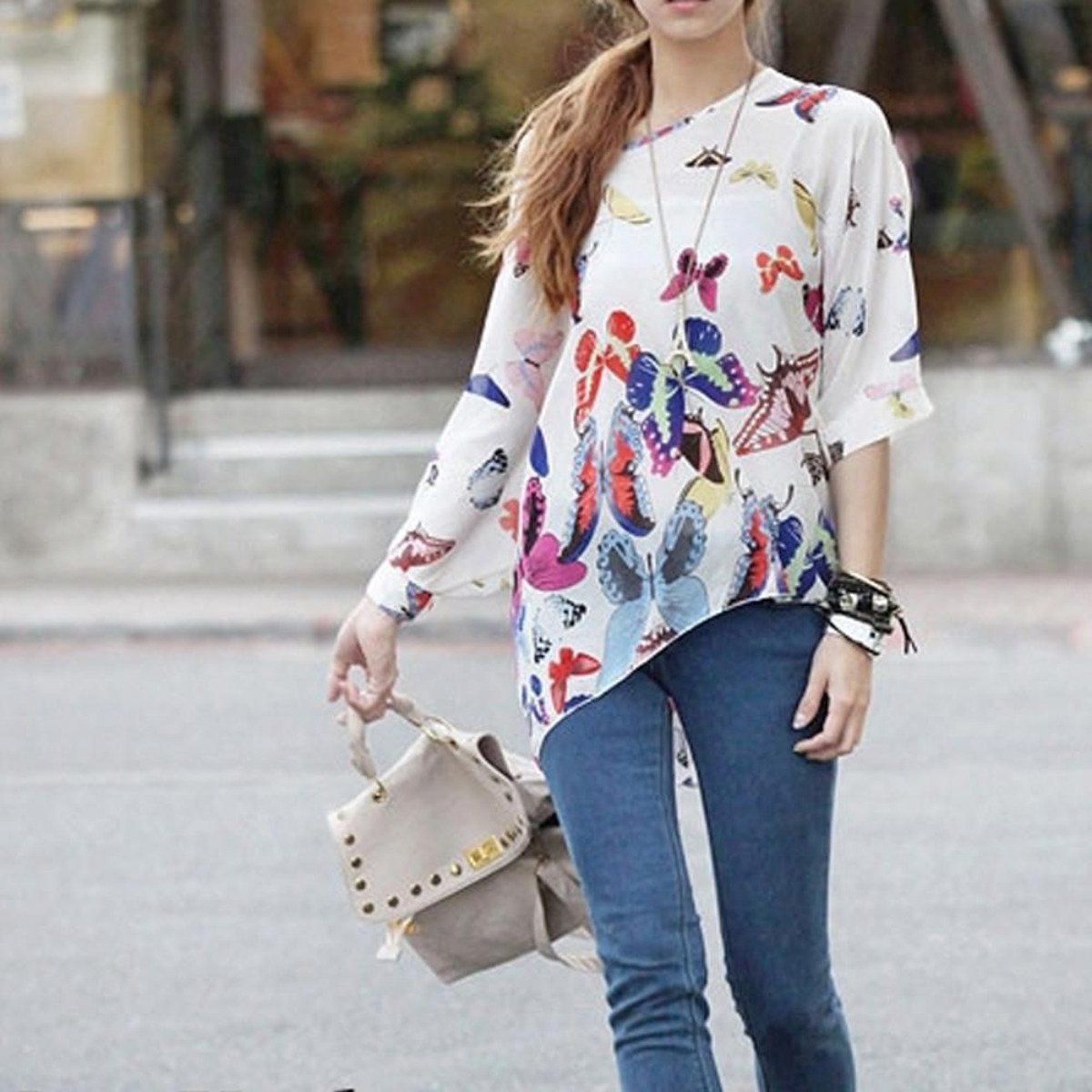 Loose Fit Butterfly Chiffon Top