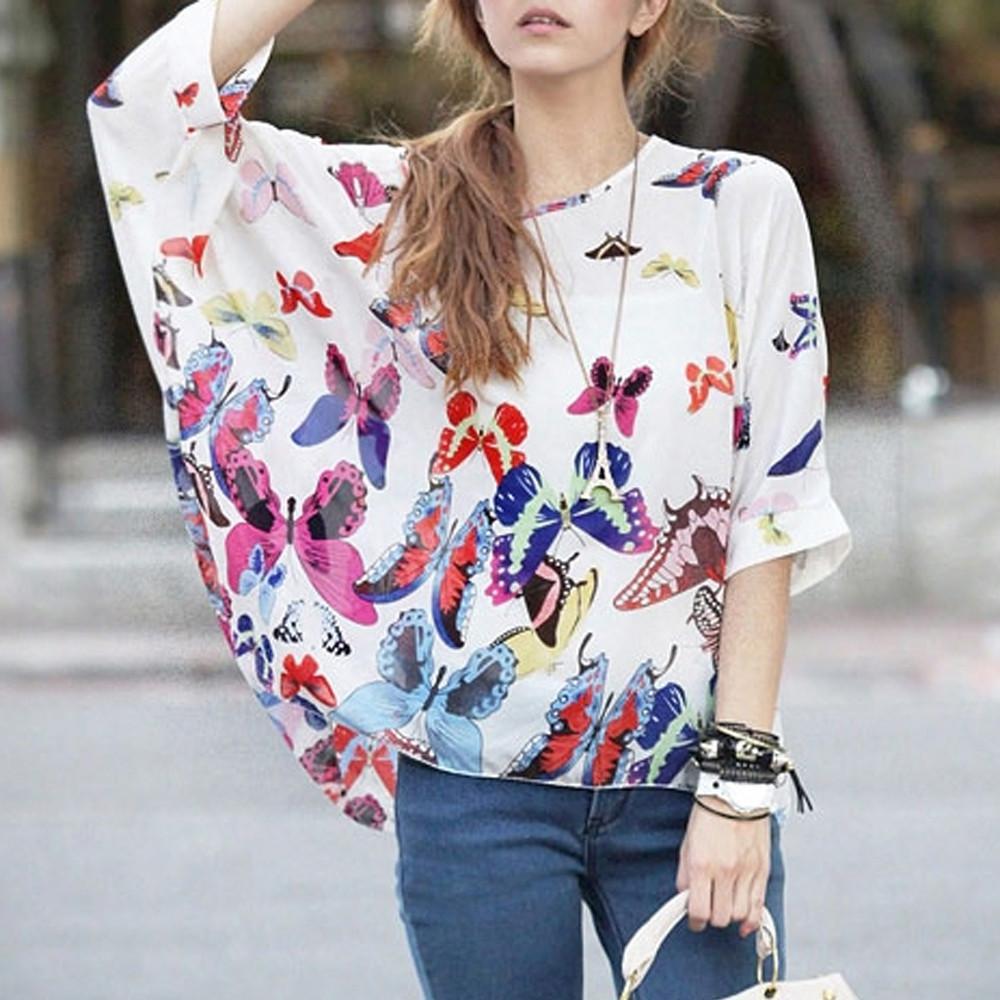 Loose Fit Butterfly Chiffon Top