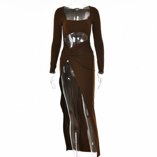 Sexy Sheer High-Slit Maxi Dress: