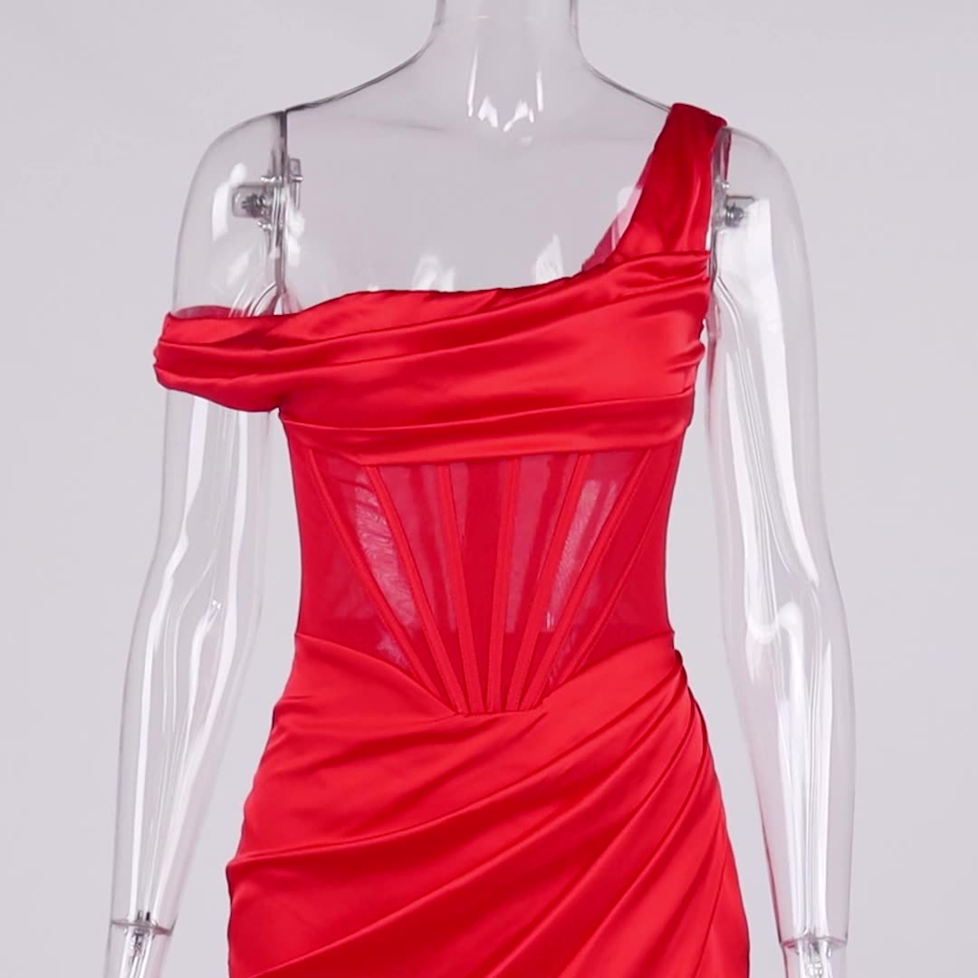 One Shoulder Satin Dress