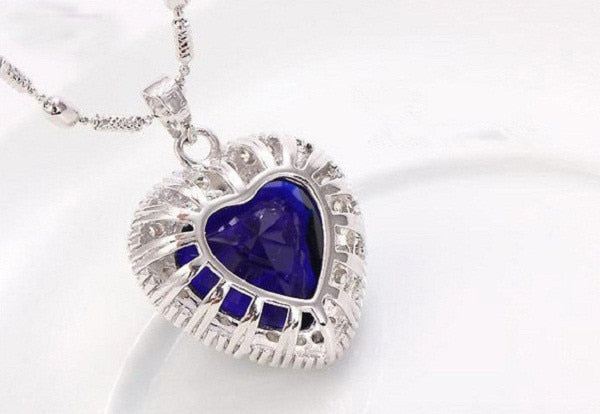 Blue Heart of Sea Pendant Necklace