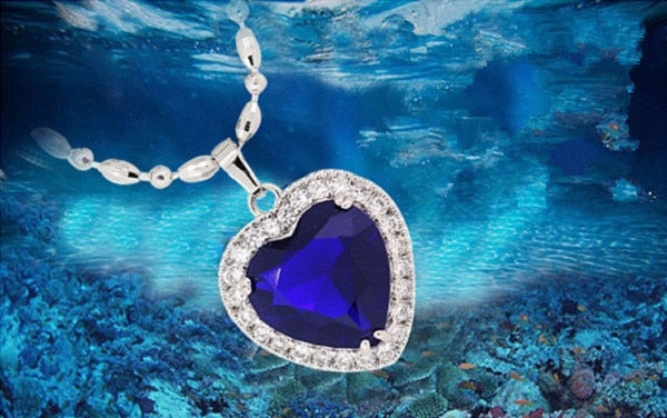 Blue Heart of Sea Pendant Necklace