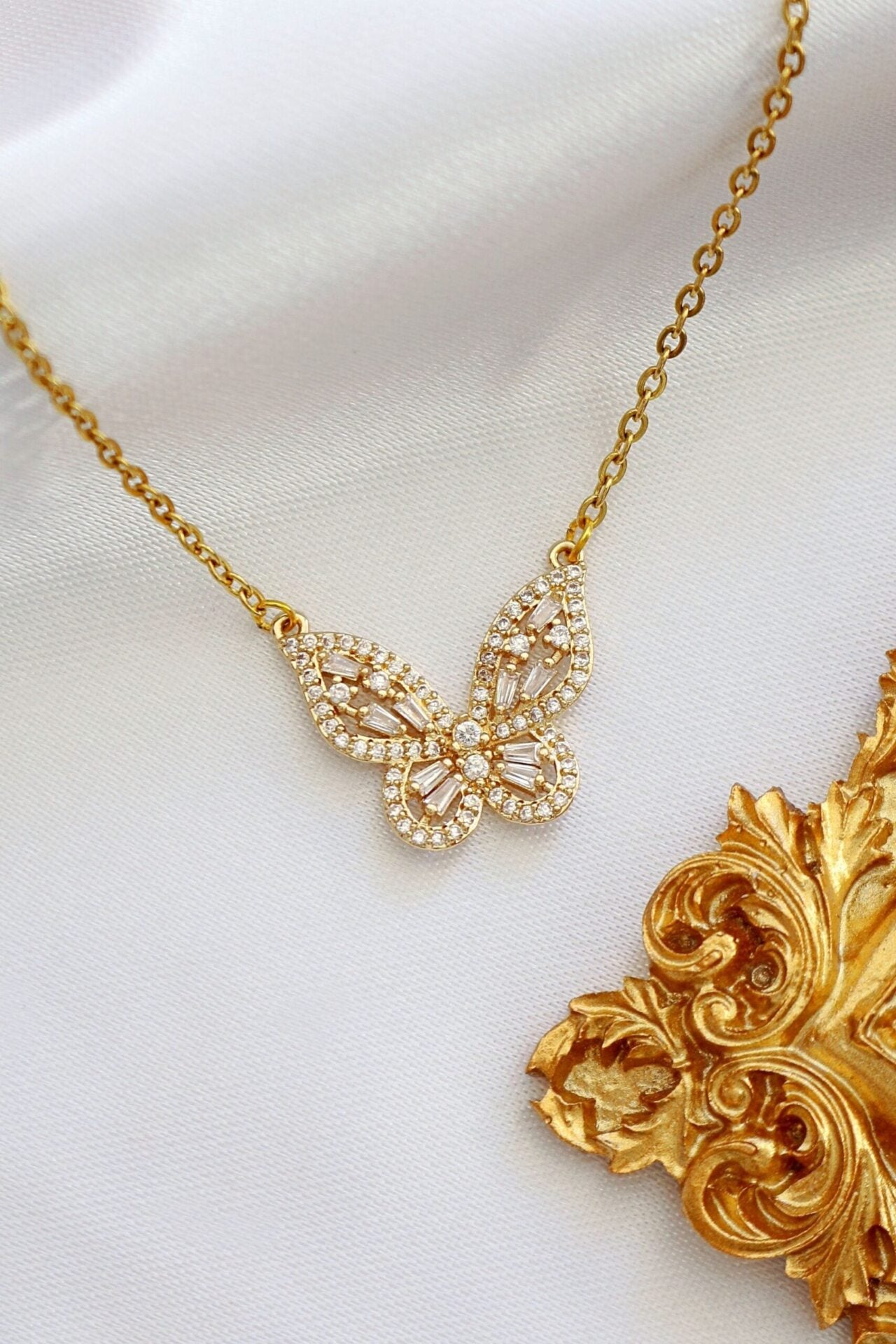 24K Gold Plated Butterfly Pendant Necklace