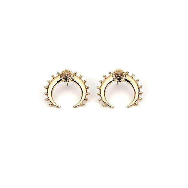 Crescent Stud Moon Earring Half Moon Silver & Gold Earrings