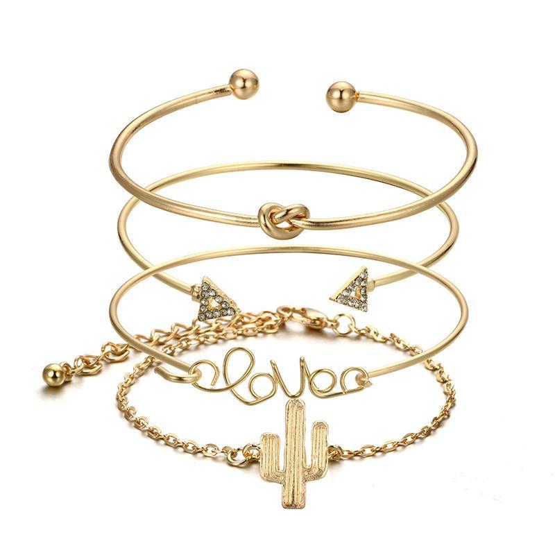 4 Set Layered Love Bracelets Charm Bracelet Set